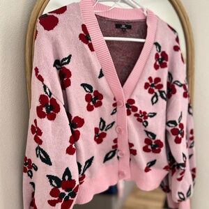 Pink floral cardigan